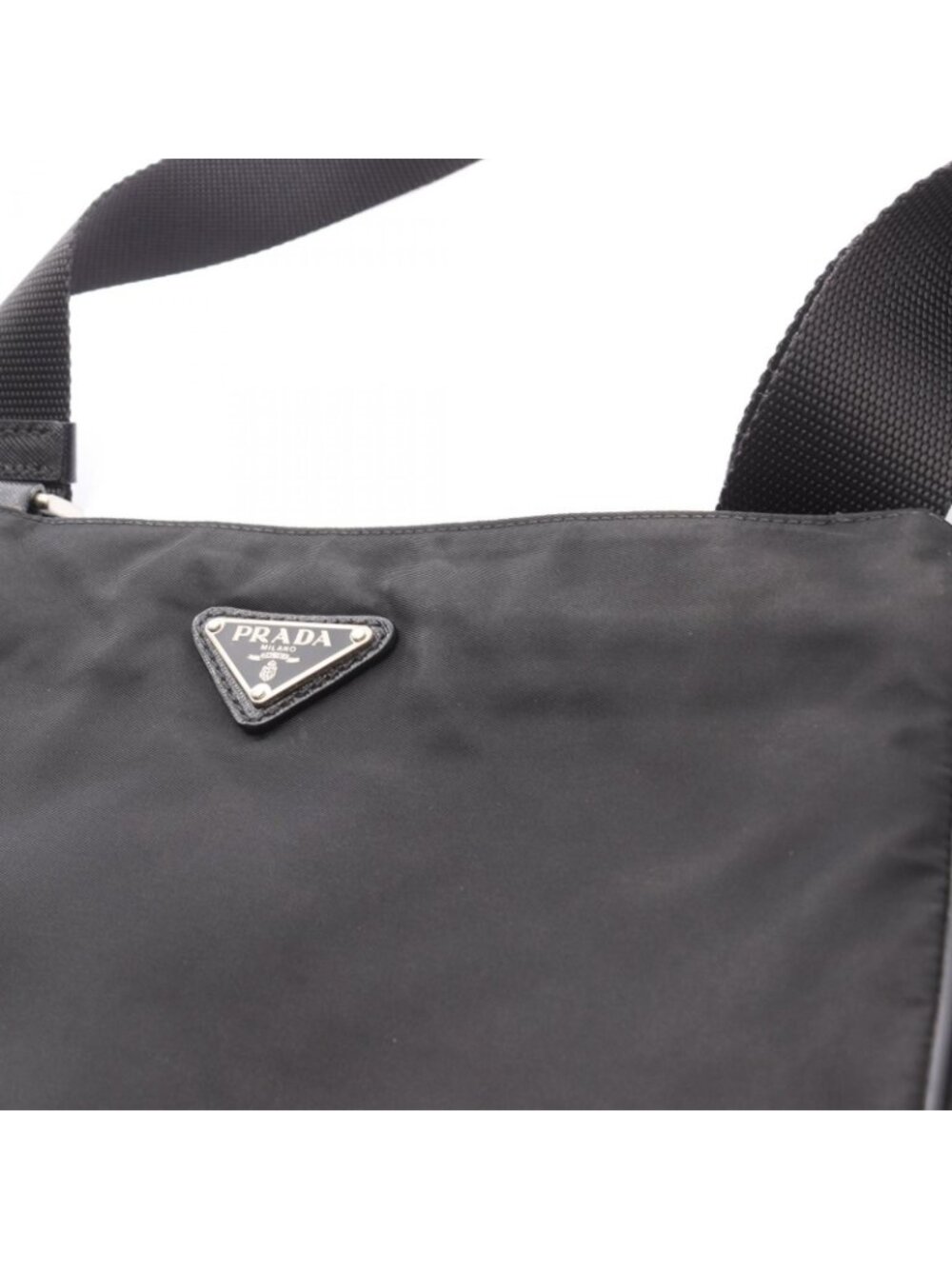 Prada Shoulder Bag Viaggio Black Nylon Saffiano Leather Triangle Logo Messenger - Picture 13 of 13